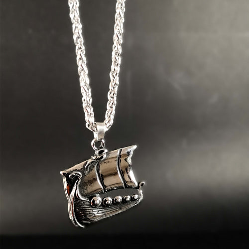 Drakkar De Acero Inoxidable - Reino Vikingo GT - acero inoxidable, colgante, Premium - Colgante