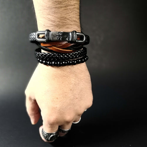 Brazalete Cuero y Acero - Reino Vikingo GT - brazalete, cuero - 